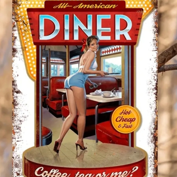 Coffee, Tea or Me Diner Decorative Tin Sign - Picture 2 of 7